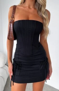 Fallen Angel Mini Dress Black - Elegant Strapless Dresses for Women