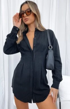 Feels Like A Holiday Shirt Dress Black | Comfortable & Stylish Women's Dress