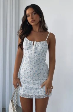 Find Me Outside Mini Dress Ditsy Blue - Stylish Day Dress for Women