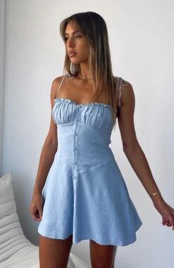 Plastic Heart Mini Dress Baby Blue - Stylish Day Dress for Women