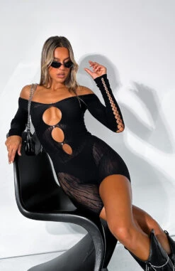 Divine Woman Long Sleeve Playsuit Black - Elegant Women's Dress 17 Divine Woman Long Sleeve Playsuit Black - Elegant Women's Dress -White Fox Sales IMG 2580