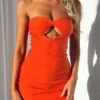Switch Over Strapless Mini Dress in Fiery Orange | Elegant & Comfortable 2 Switch Over Strapless Mini Dress in Fiery Orange | Elegant & Comfortable -White Fox Sales IMG 3165