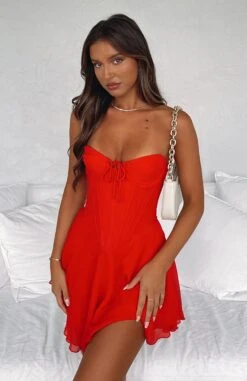 Push The Feeling Mini Dress Red | Strapless Elegant Party Dress