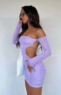 Summer's Over Long Sleeve Mini Dress Lilac | Women's Casual Dress