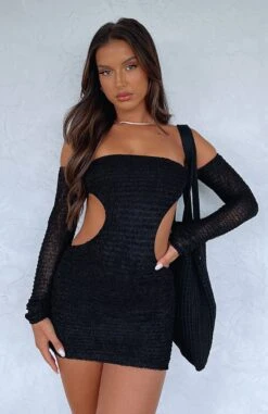 Summer's Over Long Sleeve Mini Dress Black | Chic & Comfortable Dresses