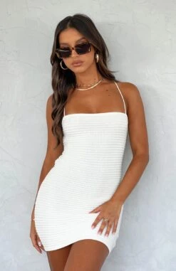 Loved By You Crochet Mini Dress White - Elegant Summer Dress