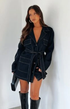 Sweet Moments Long Sleeve Denim Dress Indigo Wash | Stylish Casual Dress for Women