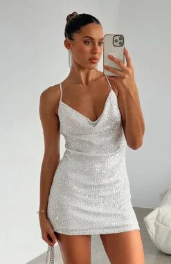 Lost In You Sequin Mini Dress Silver - Sparkling Party Dress for Women