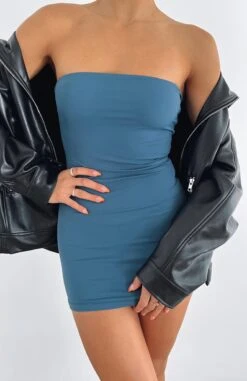 I've Got Plans Mini Dress Dark Teal | Strapless Party Dress | Women's Fashion