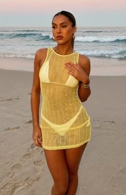 Over Him Mini Dress Lemon - Stylish Resort Wear for Women