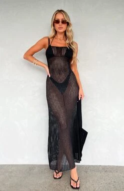 Elegant Black Love Her Style Knit Maxi Dress | Perfect Resort Wear