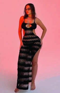 Savaya Crochet Maxi Dress Black - Elegant Resort Wear for Women