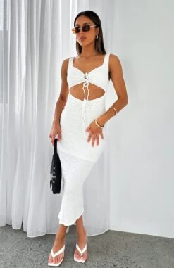 Mine Forever Midi Dress White | Elegant Women's Dress | Perfect for Casual & Formal Occasions