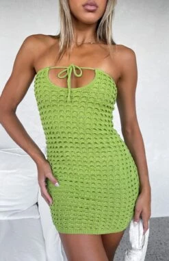 Strapless Crochet Mini Dress in Matcha β More Than I Should Collection 13 Strapless Crochet Mini Dress in Matcha β More Than I Should Collection -White Fox Sales MORE THAN I SHOULD DRESS 17.01.23 005