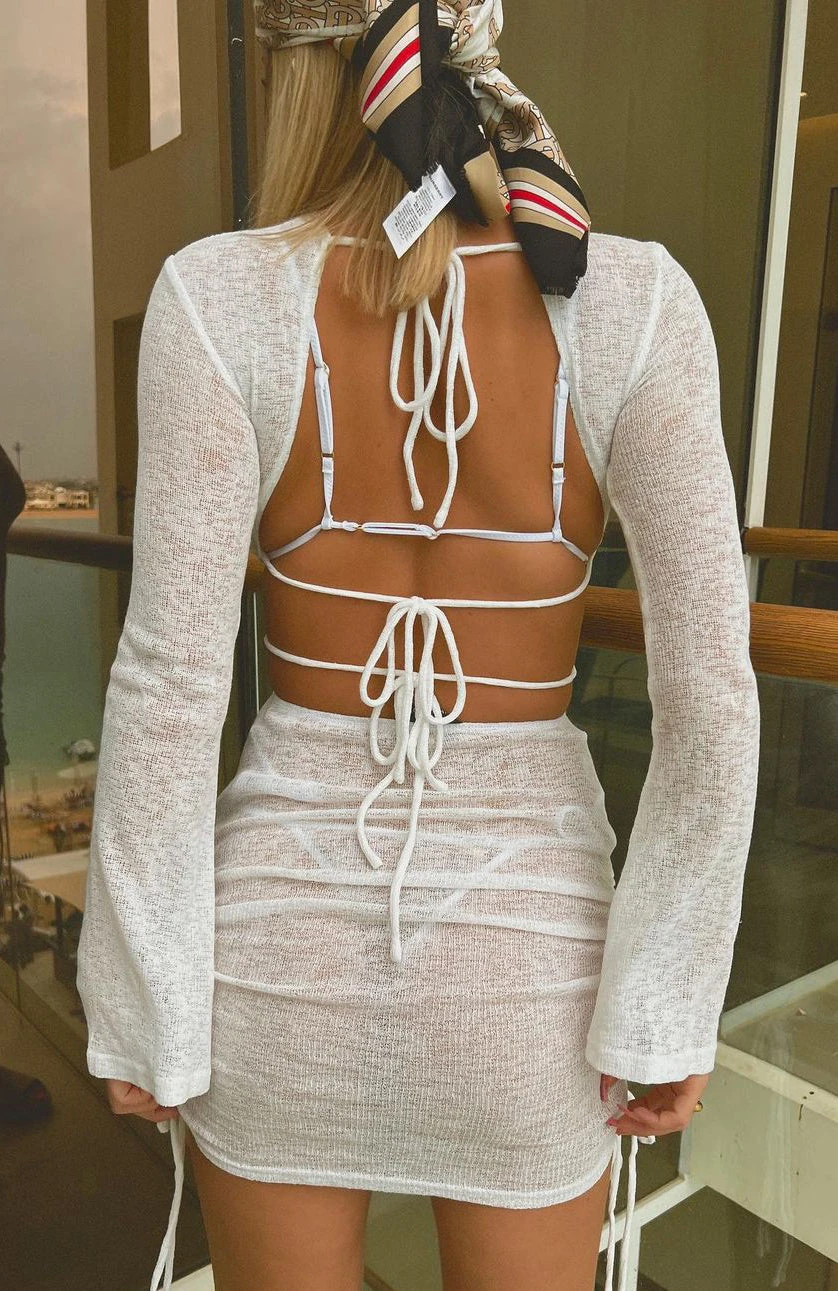 Break Free Long Sleeve Mini Dress White - Elegant Resort Wear 14 Break Free Long Sleeve Mini Dress White - Elegant Resort Wear - Image 12