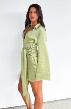Matcha Night Out Long Sleeve Mini Dress - Elegant & Stylish -White Fox Sales NIGHT OUT LONG SLEEVE DRESS 23.02.23 003