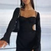 Please Hold Long Sleeve Mini Dress Black - Elegant & Stylish Women's Dress -White Fox Sales PLEASE HOLD LONGSLEEVE DRESS 240123 05