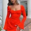 Please Hold Long Sleeve Mini Dress in Fiery Red - Stylish & Comfortable Women's Dress 1 Please Hold Long Sleeve Mini Dress in Fiery Red - Stylish & Comfortable Women's Dress -White Fox Sales PLEASE HOLD LONG SLEEVE MINI DRESS 07.06.22 08
