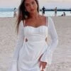 Elegant White Long Sleeve Mini Dress | Perfect for Daytime Events -White Fox Sales PLEASE HOLD LONG SLEEVE MINI DRESS 07.06.22 09