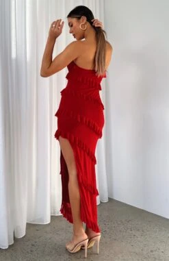 Sweet Desire Maxi Dress Red - Elegant Strapless Evening Dress