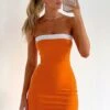 Time Of My Life Orange Strapless Mini Dress | Chic Summer Party Wear -White Fox Sales TIME OF MY LIFE DRESS 13.05.23 08