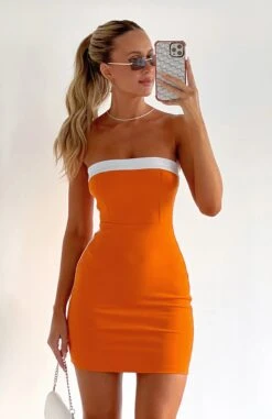 Time Of My Life Orange Strapless Mini Dress | Chic Summer Party Wear