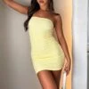 Time To Leave Mini Dress Lemon - Strapless Summer Dress -White Fox Sales TIME TO LEAVE DRESS 05.05.23 07
