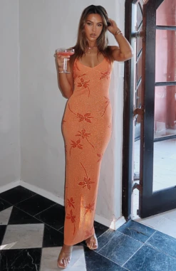 Trust Issues Maxi Dress Orange | Stylish Resort Wear for Women