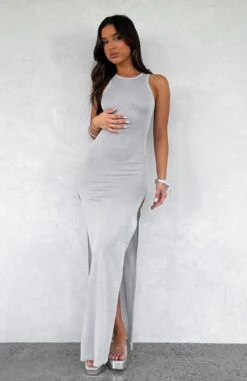 Under The Moonlight Maxi Dress Silver - Elegant Resort Wear -White Fox Sales UNDER THE MOONLIGHT MAXI DRESS 27.06.23 01