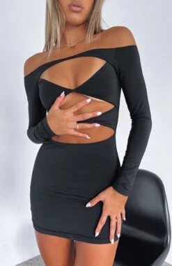 Stylish With You Long Sleeve Mini Dress in Black - Perfect for Any Occasion -White Fox Sales WITH YOU LONGSLEEVE MINI DRESS 151122 07