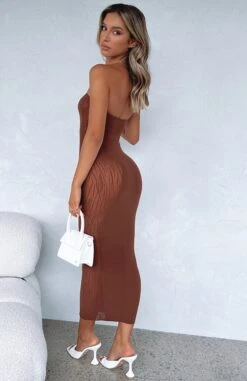 Your Peace Midi Dress Chocolate - Elegant Strapless Dresses for Women -White Fox Sales YOUR PEACE MIDI DRESS 08.02.22 01