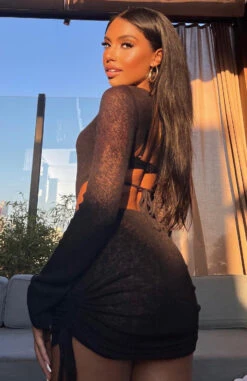 Break Free Long Sleeve Mini Dress Black - Stylish Resort Wear 21 Break Free Long Sleeve Mini Dress Black - Stylish Resort Wear -White Fox Sales nad