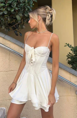 Stay Together Mini Dress Cream - Elegant Day Dress for Women -White Fox Sales rog segs