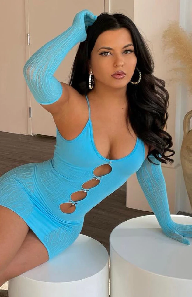 Link Up Mini Dress in Cyan Blue | Stylish & Comfortable Women's Dress 10 Link Up Mini Dress in Cyan Blue | Stylish & Comfortable Women's Dress - Image 8